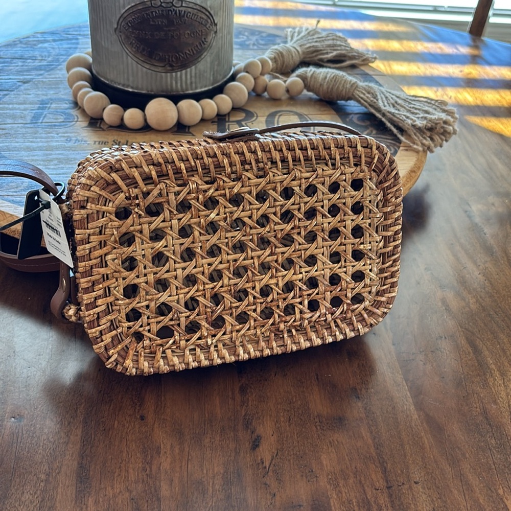 JCrew Rattan Basket Cross Body Purse